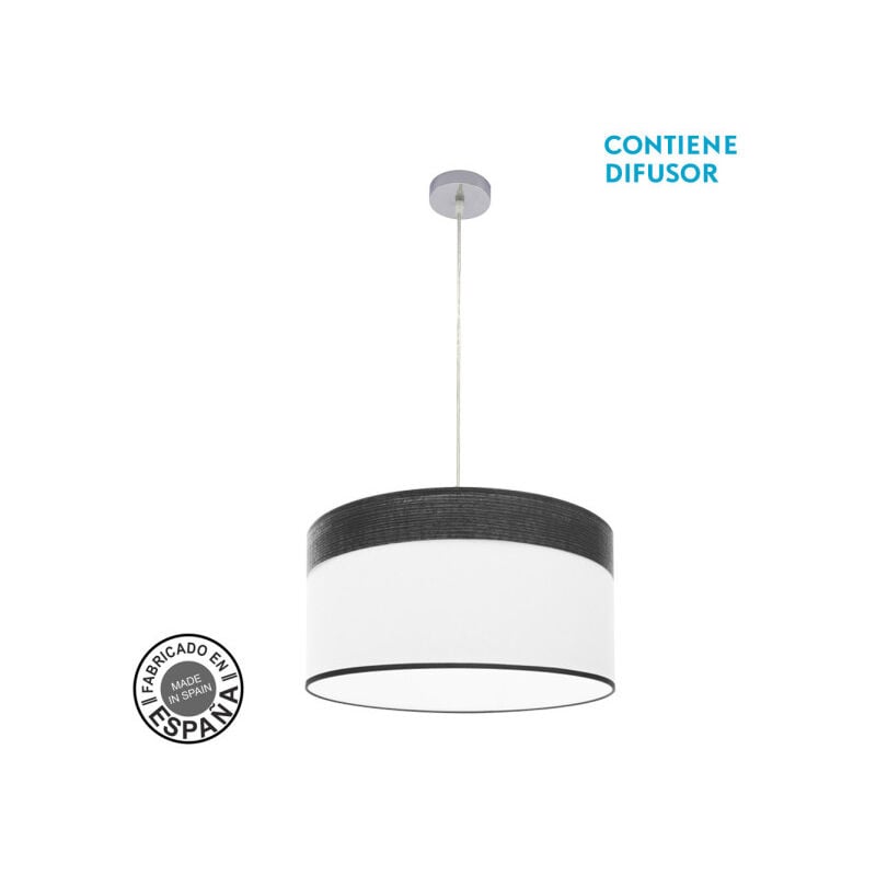 foto del prodotto lampada a sospensione cloe 2xe27 cromo bianco nero legno regx50x50 cm