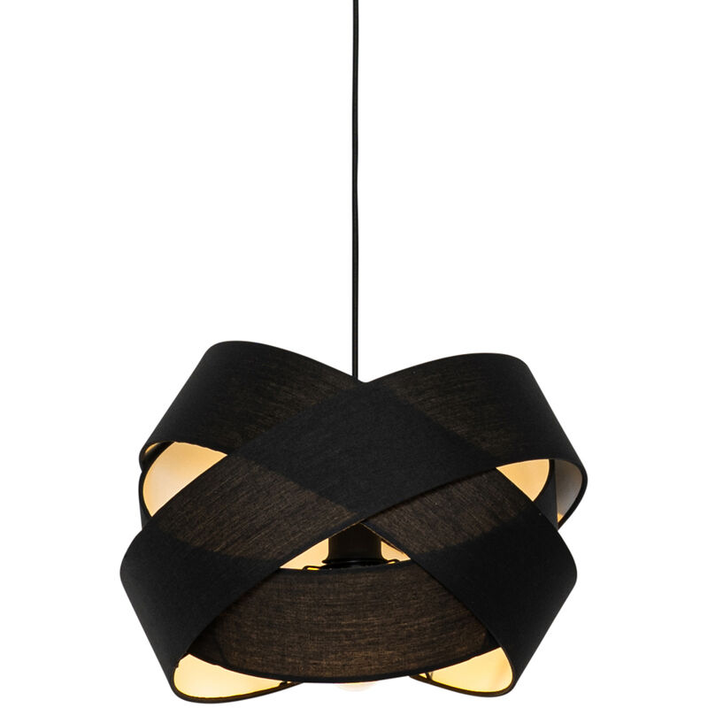 foto del prodotto lampada a sospensione cloth moderno acciaio,tessuto nero tondo max. 1 x watt qazqa