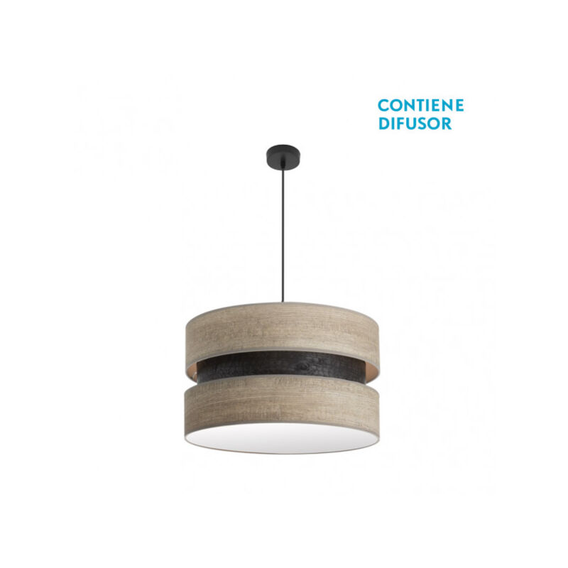 foto del prodotto lampada a sospensione colet 2xe27 nero/grigio legno regx50x50 cm