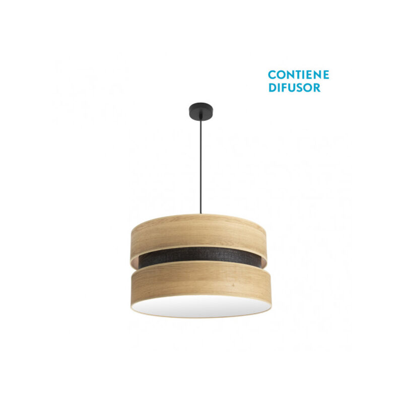 foto del prodotto lampada a sospensione colet 2xe27 nero/legno chiaro regx50x50 cm