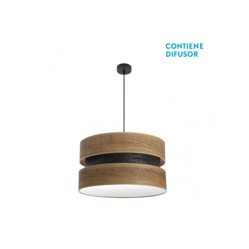foto del prodotto lampada a sospensione colet 2xe27 nero legno scuro regx50x50 cm