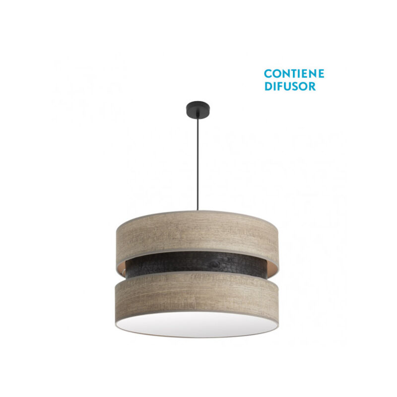 foto del prodotto lampada a sospensione colet 3xe27 nero grigio legno regx60x60 cm
