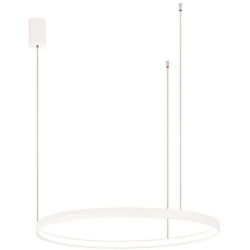 foto del prodotto lampada a sospensione con cerchio orizzontale in metallo bianco 80 cm nova