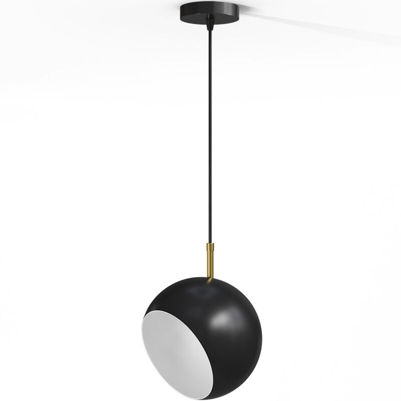 foto del prodotto lampada a sospensione con faretto greba nero