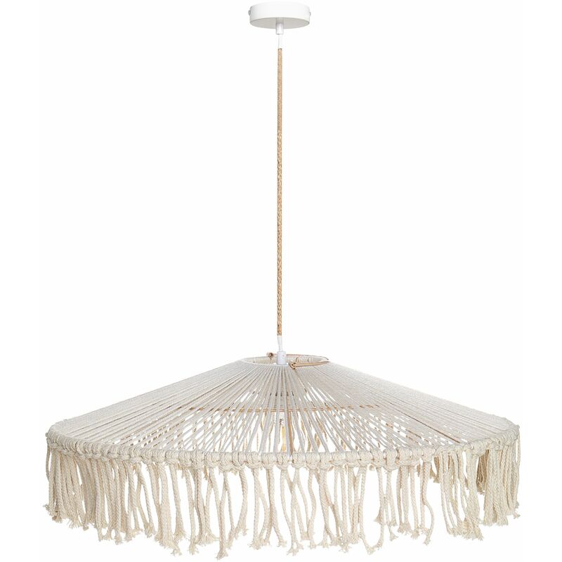 foto del prodotto lampada a sospensione con nappe in stile boh mien corda di carta intrecciata bianco akobo