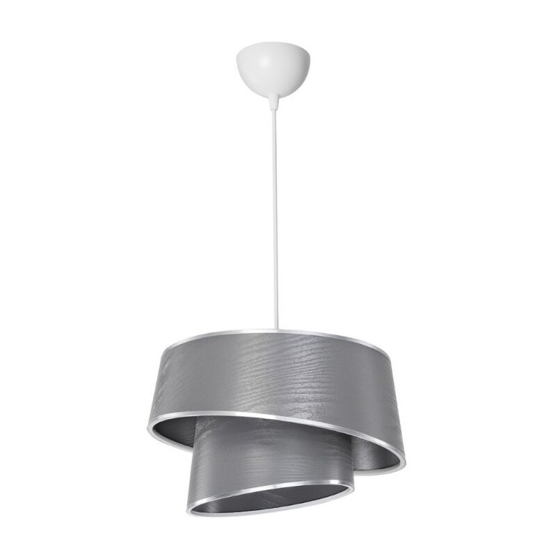 foto del prodotto lampada a sospensione con paralume grigio effetto legno lima mdl5132