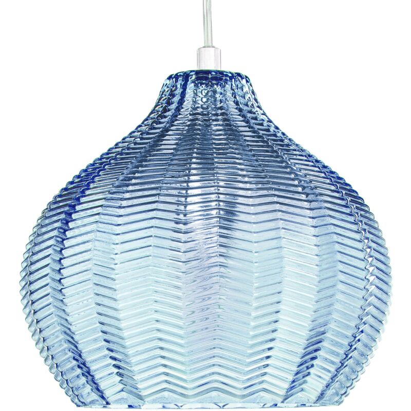 foto del prodotto lampada a sospensione con paralume in vetro retro blue keila