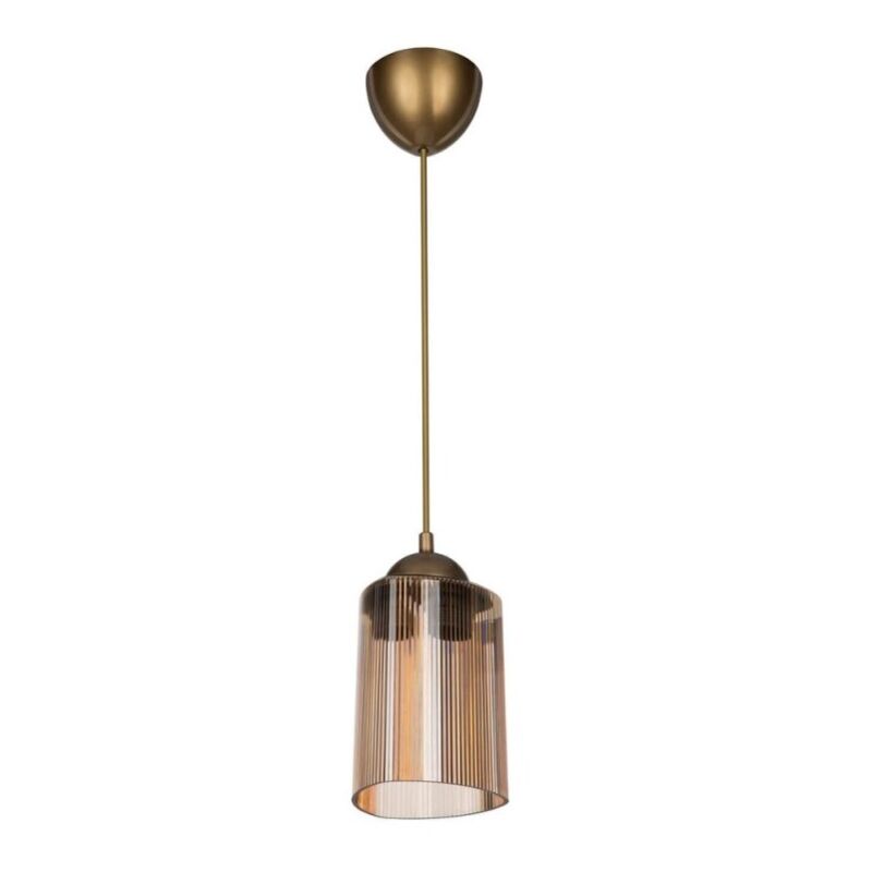 foto del prodotto lampada a sospensione con paralume triangolare in plastica ambra optical mdl3749