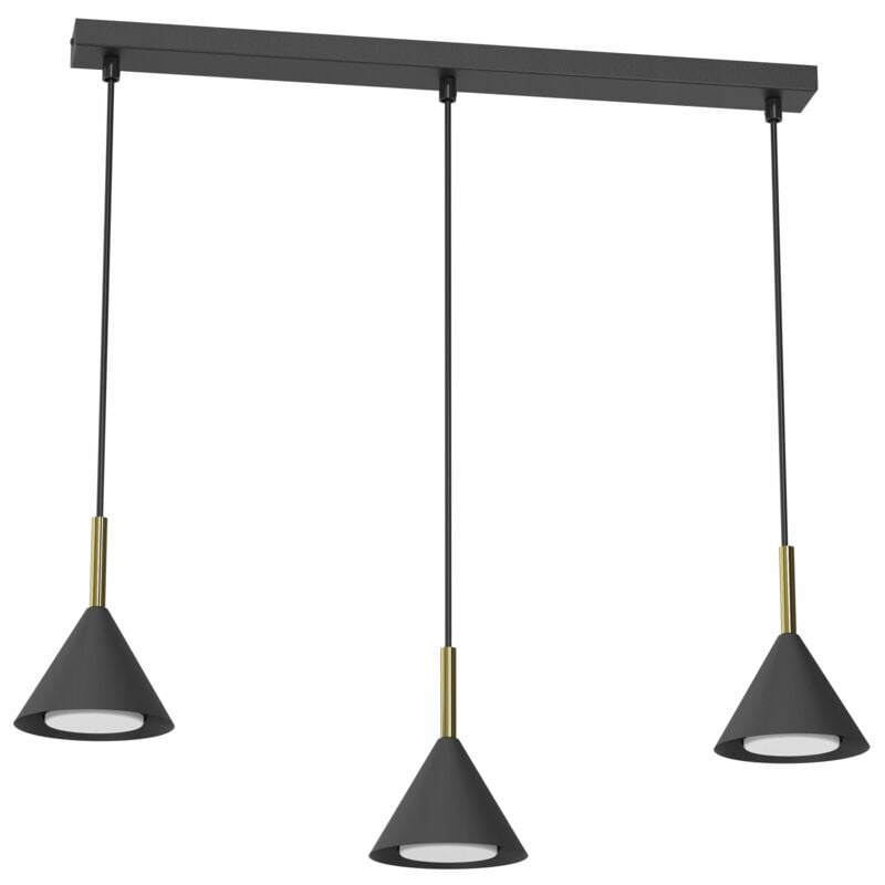 foto del prodotto lampada a sospensione con striscia di cono ewilight cone gx53 oro nero sopra l isola del tavolo