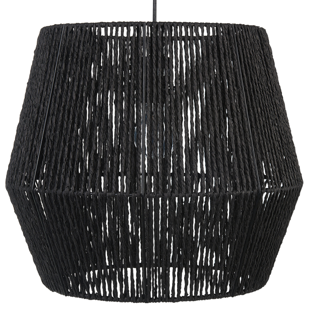 foto del prodotto lampada a sospensione corda carta nero 127 cm paralume materiale naturale boho
