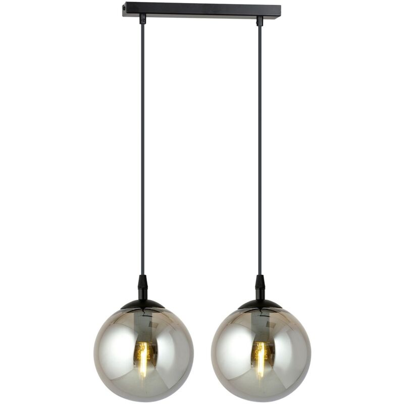 foto del prodotto lampada a sospensione cosmo, acciaio verniciato a polvere, vetro, nero, grigio, 40x100x14 cm