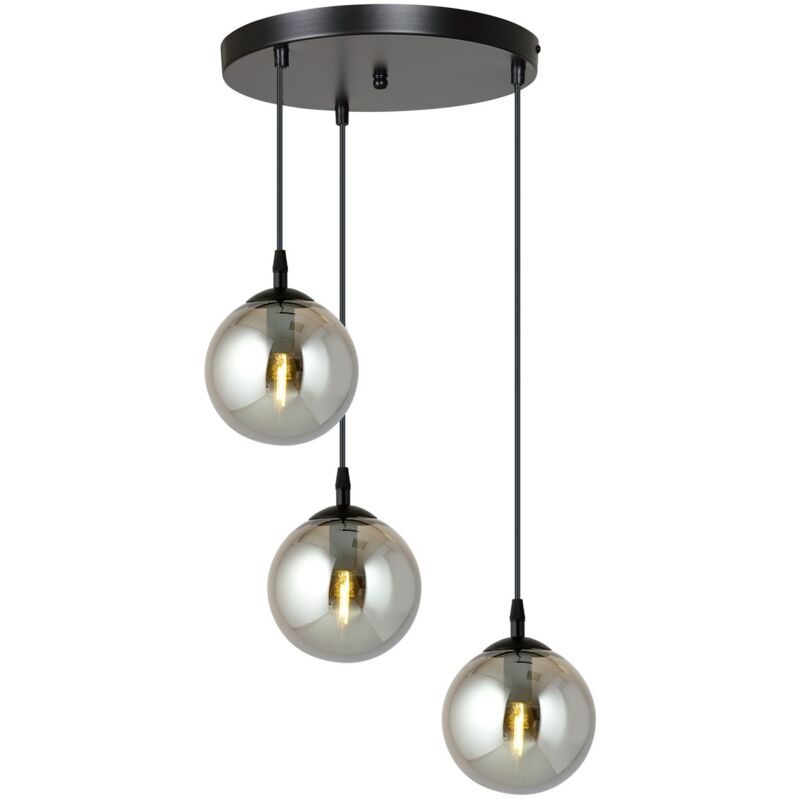 foto del prodotto lampada a sospensione cosmo, acciaio verniciato a polvere, vetro, nero, grigio, 40x100x40 cm