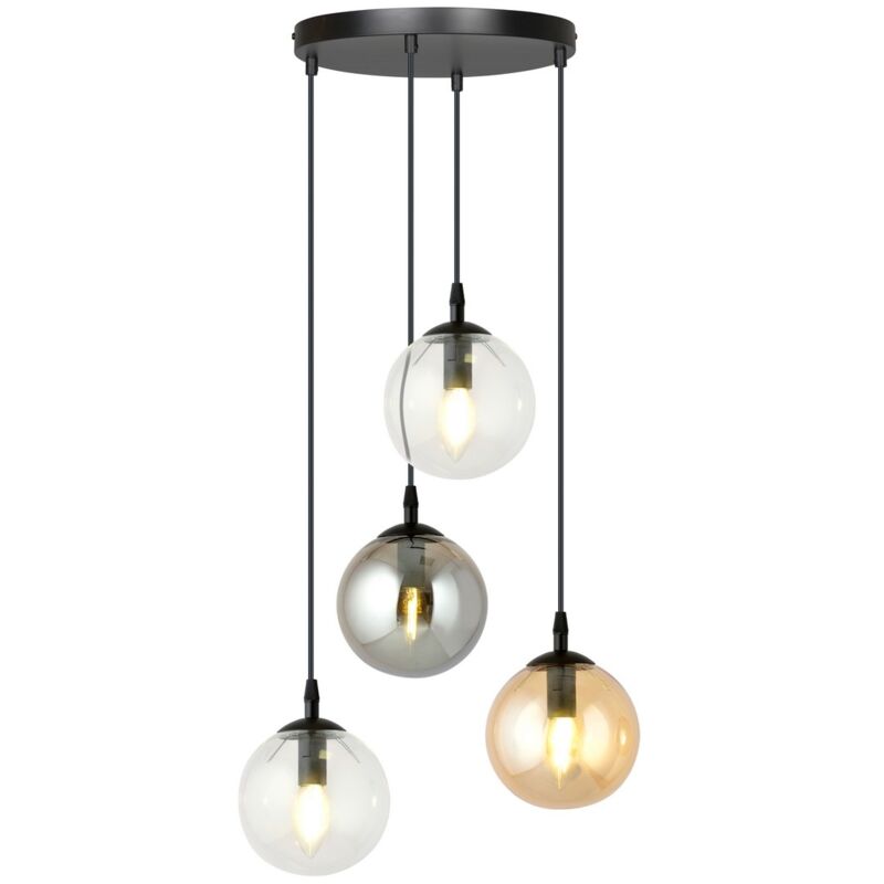 foto del prodotto lampada a sospensione cosmo, acciaio verniciato a polvere, vetro, nero, grigio, ambra, 40x100x40 cm