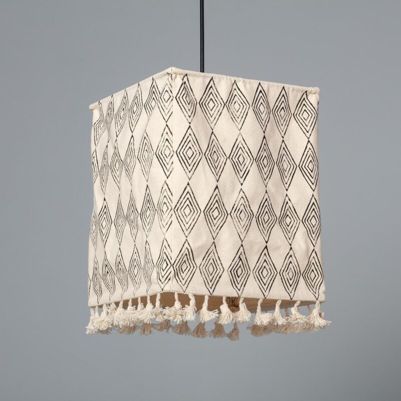 foto del prodotto lampada a sospensione cotone chemba bianco nero