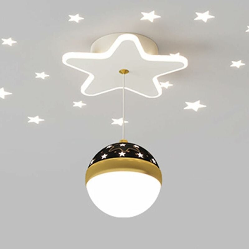foto del prodotto lampada a sospensione creativa con cielo stellato, lampada a sospensione a soffitto per corridoio, lampadario in metallo bianco con paralume in