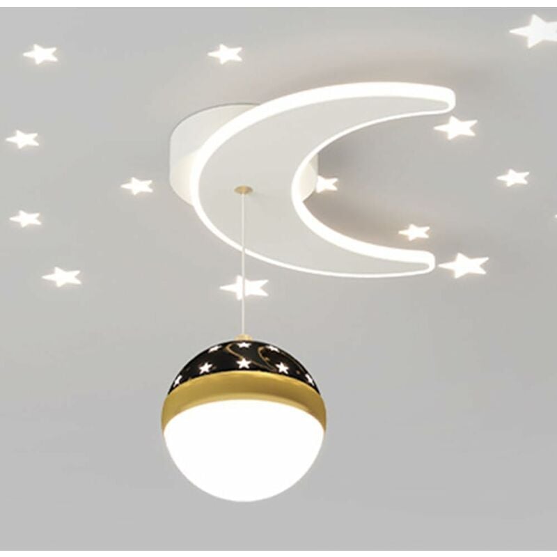 foto del prodotto lampada a sospensione creativa con cielo stellato, lampada a sospensione a soffitto per corridoio, lampadario in metallo bianco con paralume in