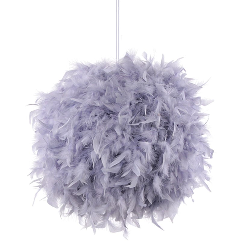 foto del prodotto lampada a sospensione creativa, lampadario moderno con paralume in piuma, plafoniere romantiche grigio, 35cm 