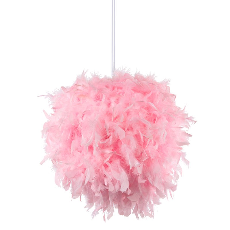 foto del prodotto lampada a sospensione creativa, lampadario moderno con paralume in piuma, plafoniere romantiche rosa, 35cm 