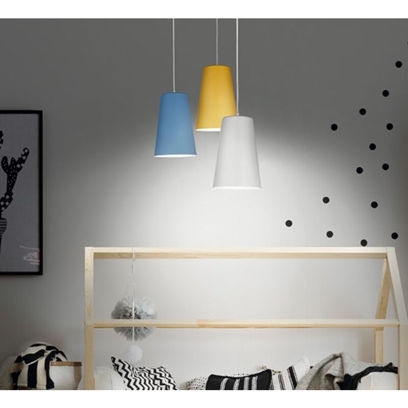 foto del prodotto lampada a sospensione d20 1xe27 in metallo verniciato pail giallo