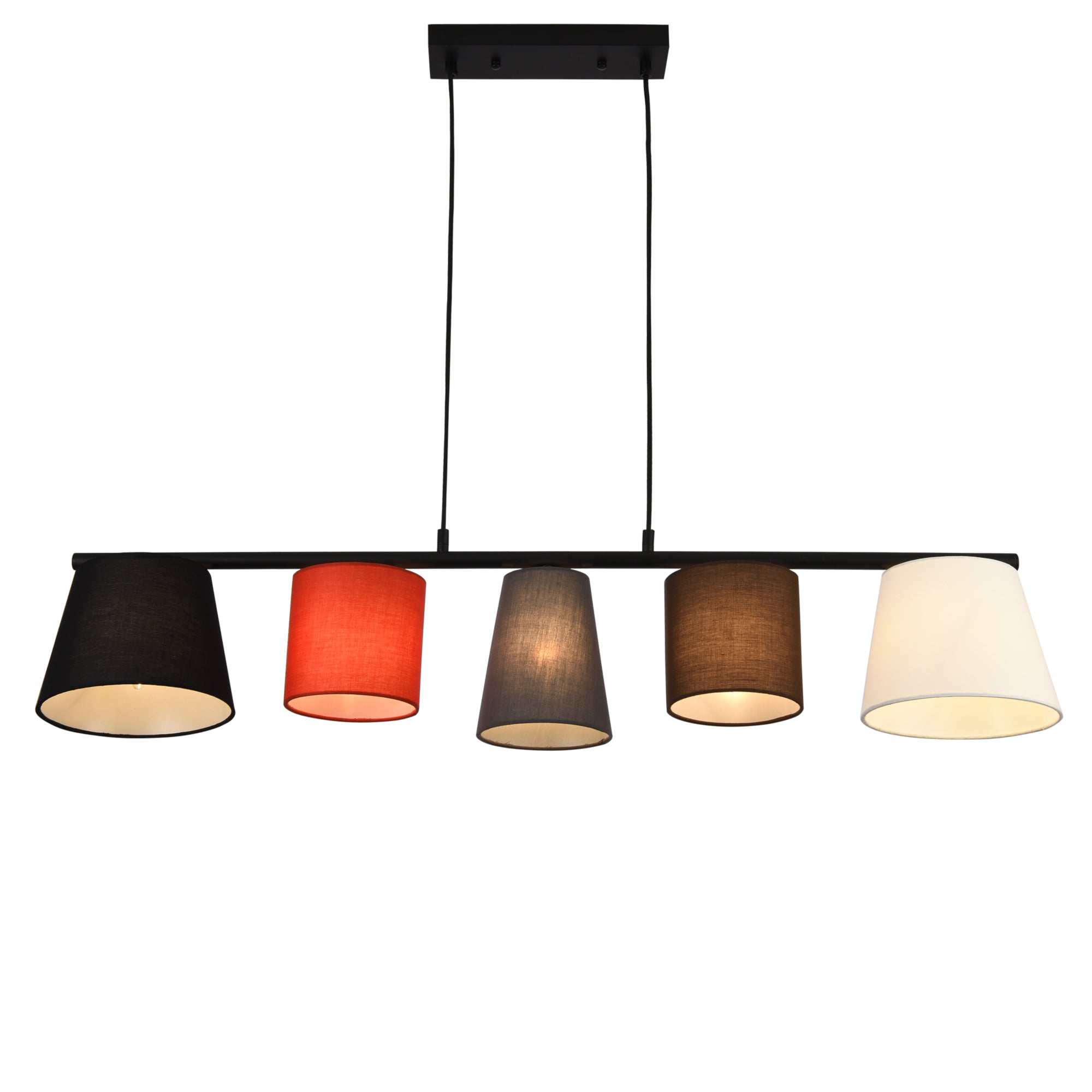 foto del prodotto lampada a sospensione da appendere supporto in metallo e struttura paralume in tessuto 150 cm multicolor 03 0003951