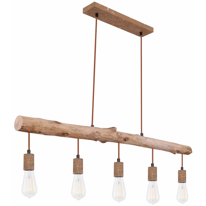 foto del prodotto lampada a sospensione da soffitto in stile vintage color ruggine soggiorno trave in legno lampada a sospensione regolabile in altezza globo 15327 5n