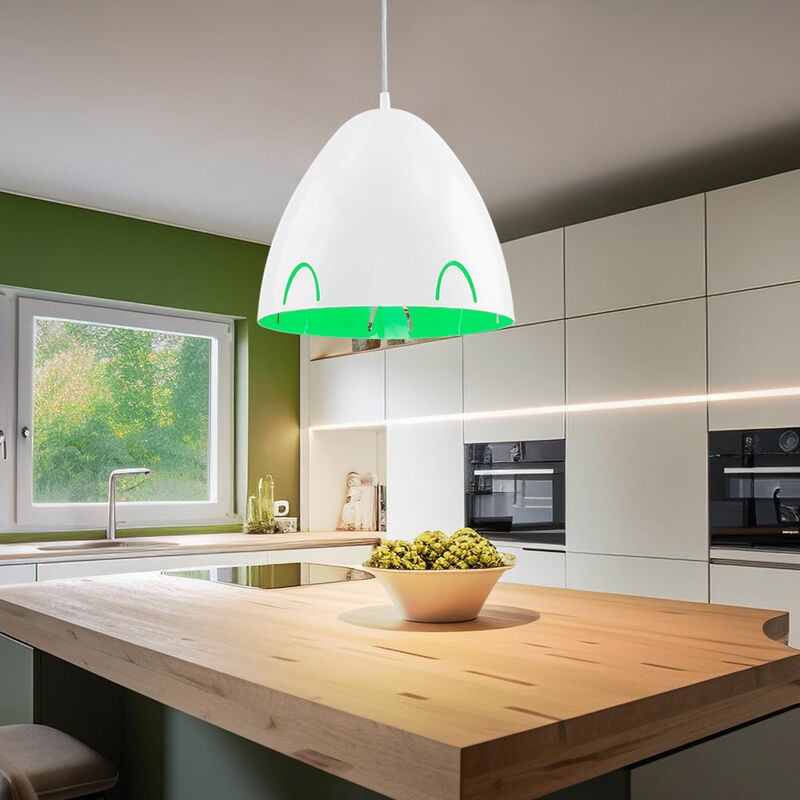 foto del prodotto lampada a sospensione da soffitto lampada a sospensione da soggiorno faretto verde bianco in un set con lampadine a led