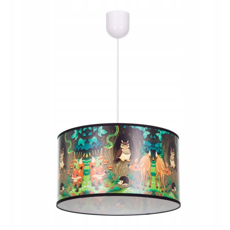foto del prodotto lampada a sospensione da soffitto, lampadario, stampa foresta, animali, paralume orientabile