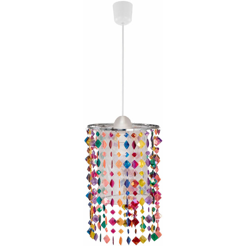 foto del prodotto lampada a sospensione da soffitto per bambini, in tessuto, cristallo, lampada a sospensione colorata in un set che include lampadine a led