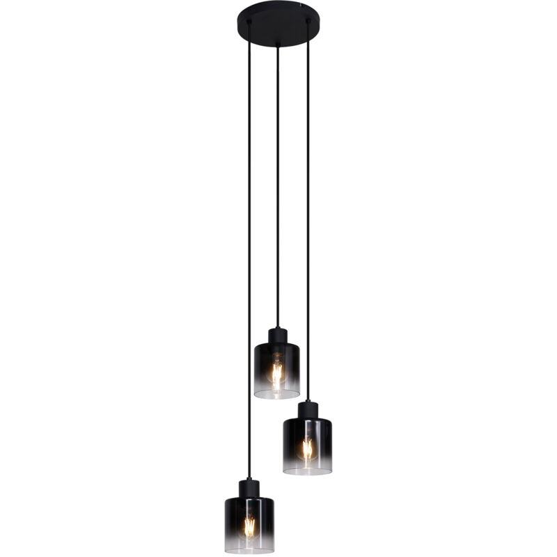 foto del prodotto lampada a sospensione dame moderno vetro,metallo nero trasparente tondo max. 3 x watt qazqa