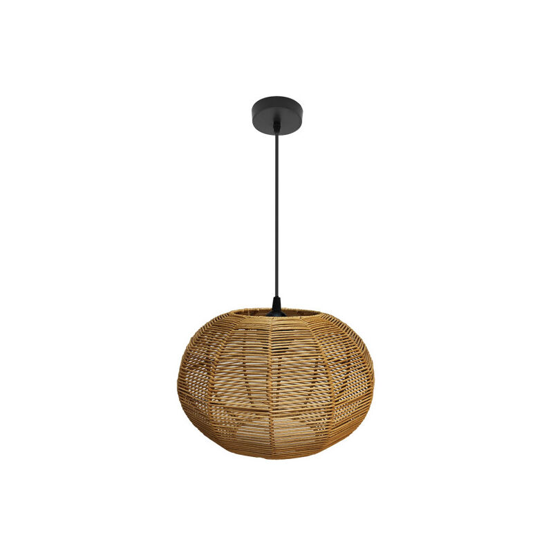 foto del prodotto lampada a sospensione de soffitto kepa 1xe27 nero naturale 30d fabrilamp