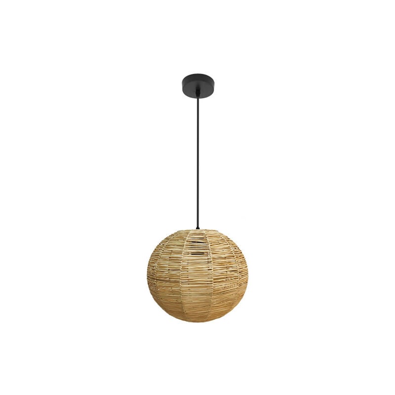 foto del prodotto lampada a sospensione de soffitto orfeo 1xe27 nero naturale 30d fabrilamp