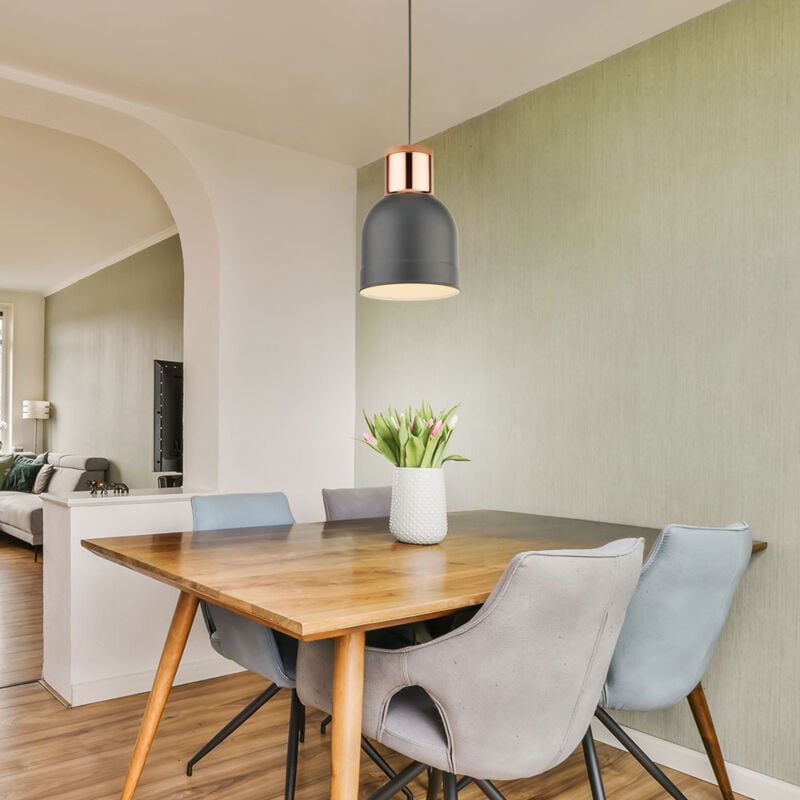foto del prodotto lampada a sospensione design faretto a soffitto in rame lampada a sospensione grigio opaco