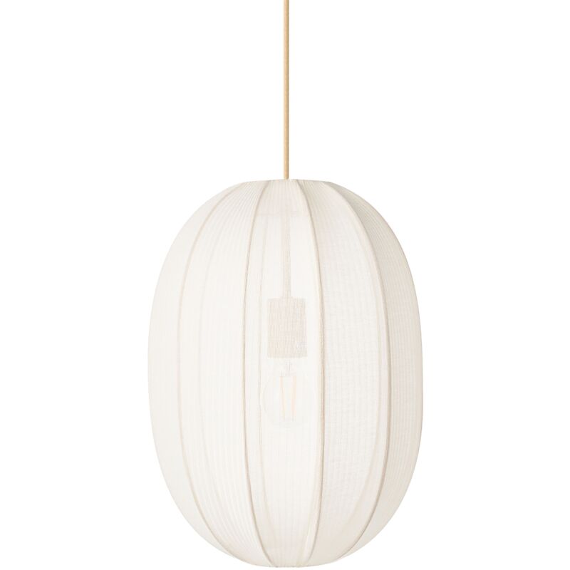 foto del prodotto lampada a sospensione di design moderno plafoniera in nylon sintetico paralume bianco padamo