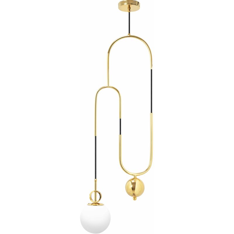 foto del prodotto lampada a sospensione di vetro palla bianco oro app482 1cp e27
