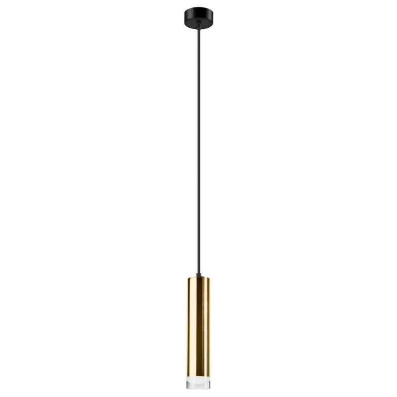 foto del prodotto lampada a sospensione diego, acciaio, alluminio, acrilico, oro, 8x8x100 cm