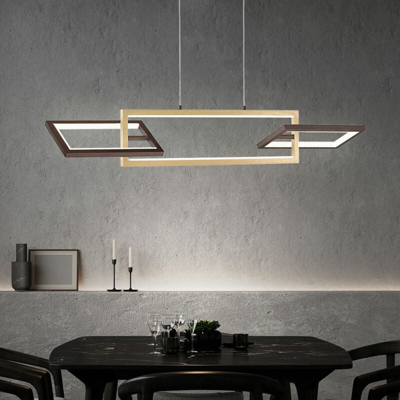 foto del prodotto lampada a sospensione dimmerabile lampada da tavolo da pranzo led lampada, regolabile in altezza 3 livelli dimmer, metallo color ruggine oro, 1x led