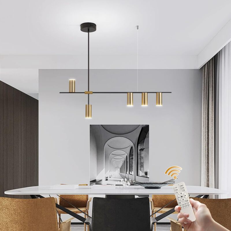 foto del prodotto lampada a sospensione, dimmerabile, moderna illuminazione a led con faretti, lampada a sospensione lineare regolabile per cucina isola sala da pranzo