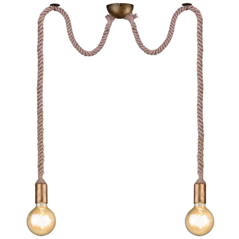 foto del prodotto lampada a sospensione doppia corda, metallo, ottone anticato, l 12 cm, rope