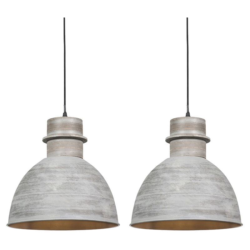 foto del prodotto lampada a sospensione dory rustico acciaio grigio tondo max. 2 x watt qazqa