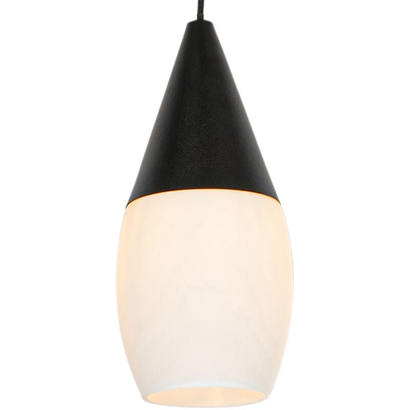foto del prodotto lampada a sospensione drop moderno vetro,alluminio bianco nero ovale max. 1 x watt qazqa
