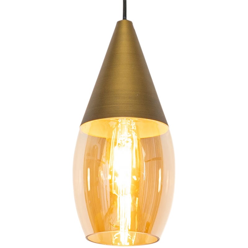 foto del prodotto lampada a sospensione drop moderno vetro,alluminio oro ovale max. 1 x watt qazqa