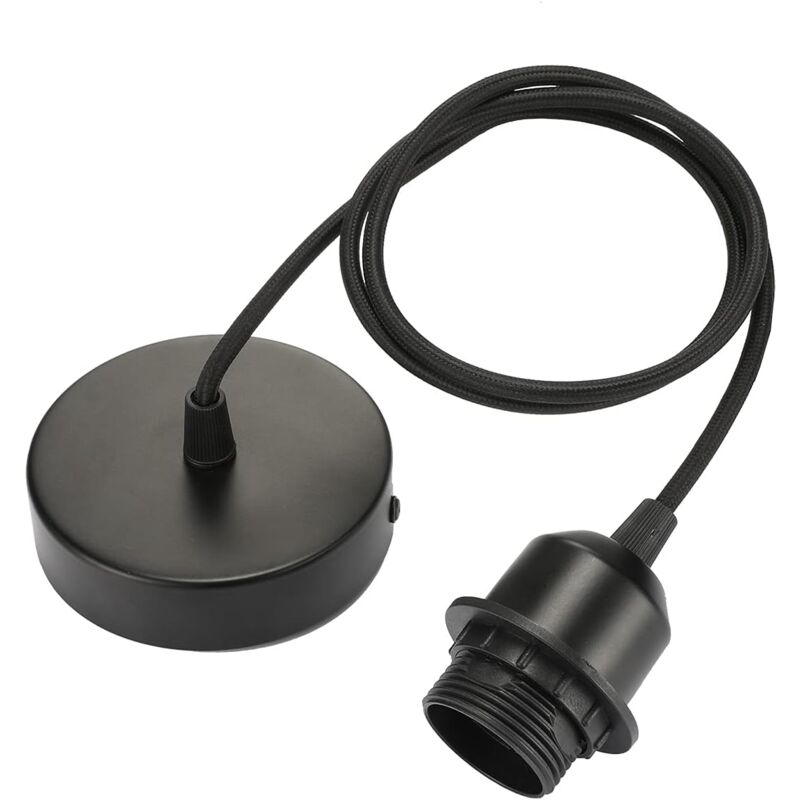 foto del prodotto lampada a sospensione e27 con anello a vite, cavo in tessuto regolabile 100 cm, lampada a sospensione compatibile con paralumi, attacco ideale per