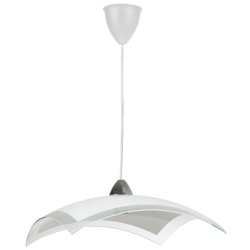 foto del prodotto lampada a sospensione elisa 1xe27 montatura cromo vetro lastra bi trasparente 40 h.18 l.100 cm