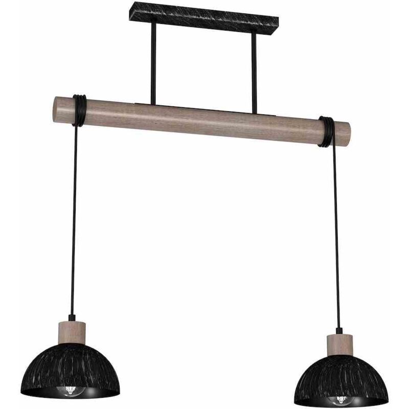 foto del prodotto lampada a sospensione erik in legno segato nero patinato 2xe27