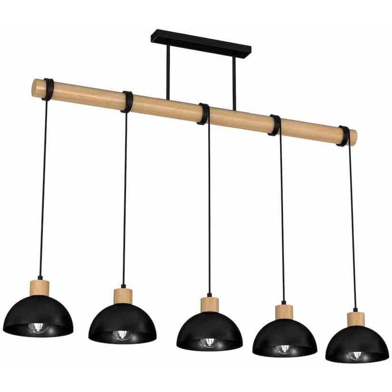 foto del prodotto lampada a sospensione erik nera legno 5xe27