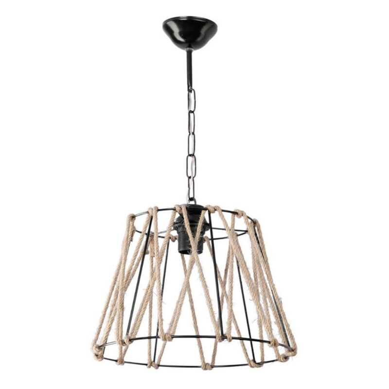 foto del prodotto lampada a sospensione evren asz0881 metallo nero e corda effez