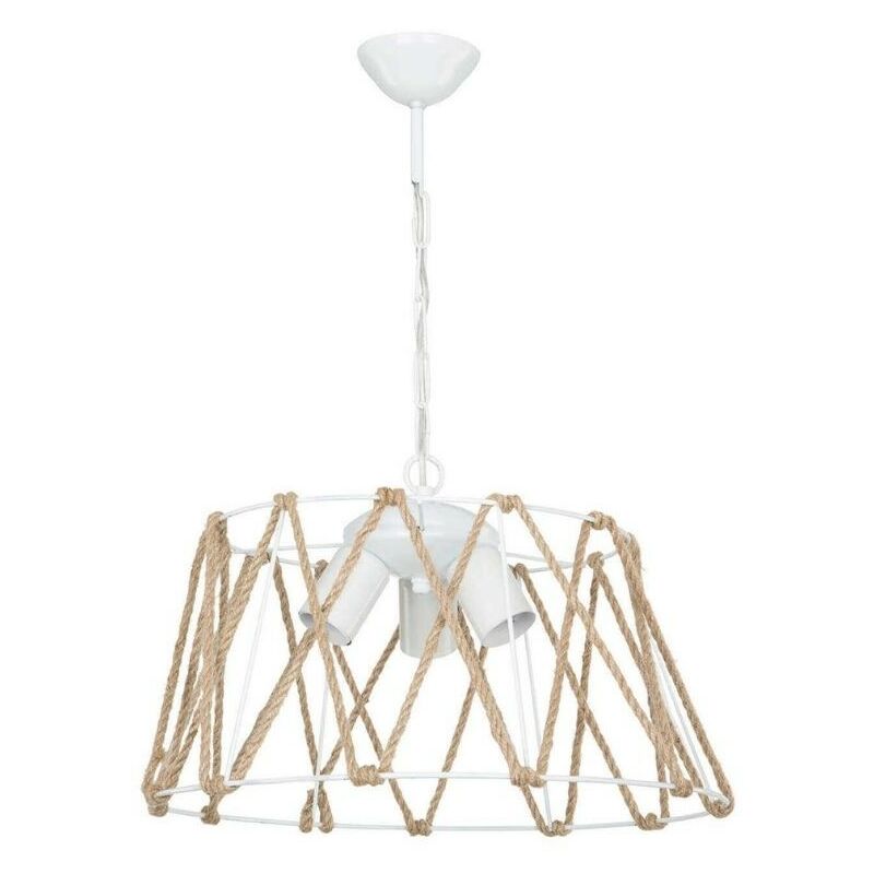 foto del prodotto lampada a sospensione evren asz1030 3 luci metallo bianco e corda effez
