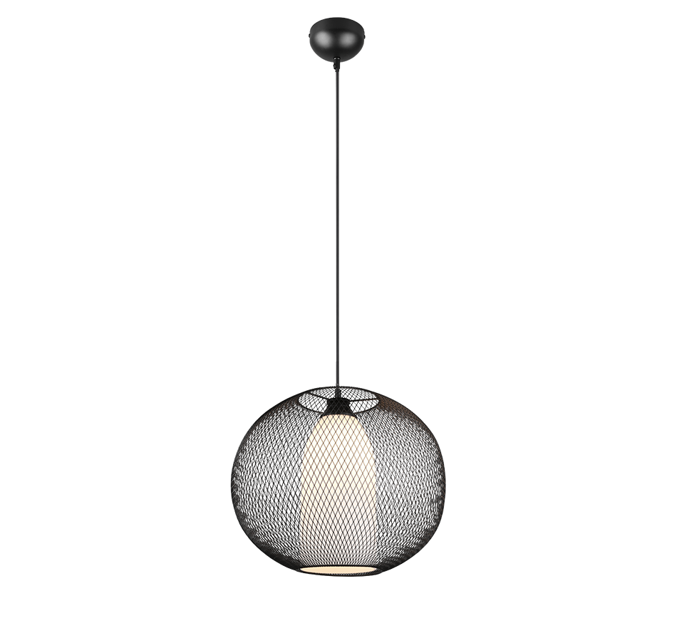 foto del prodotto lampada a sospensione filo metallo, vetro bianco, d 40 cm, filo