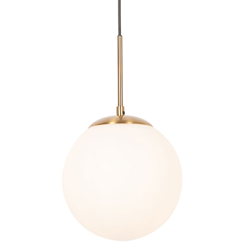 foto del prodotto lampada a sospensione flore design acciaio,vetro oro ottone sfera oblungo max. 1 x watt qazqa
