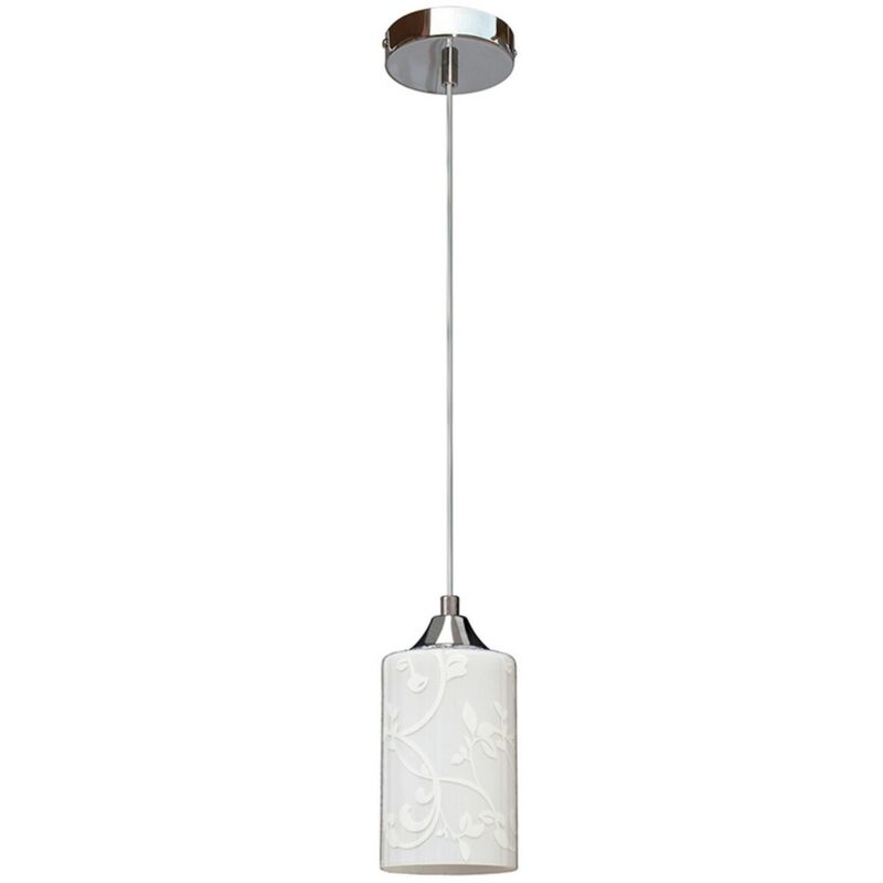 foto del prodotto lampada a sospensione folco, metallo, vetro, argento, bianco, 10x10x110 cm